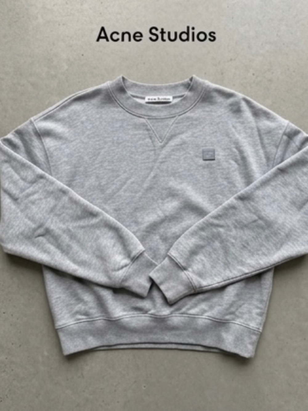 Acne Studios Grey Yana Face Logo Crewneck Sweatshirt - Portugal (PSS17)